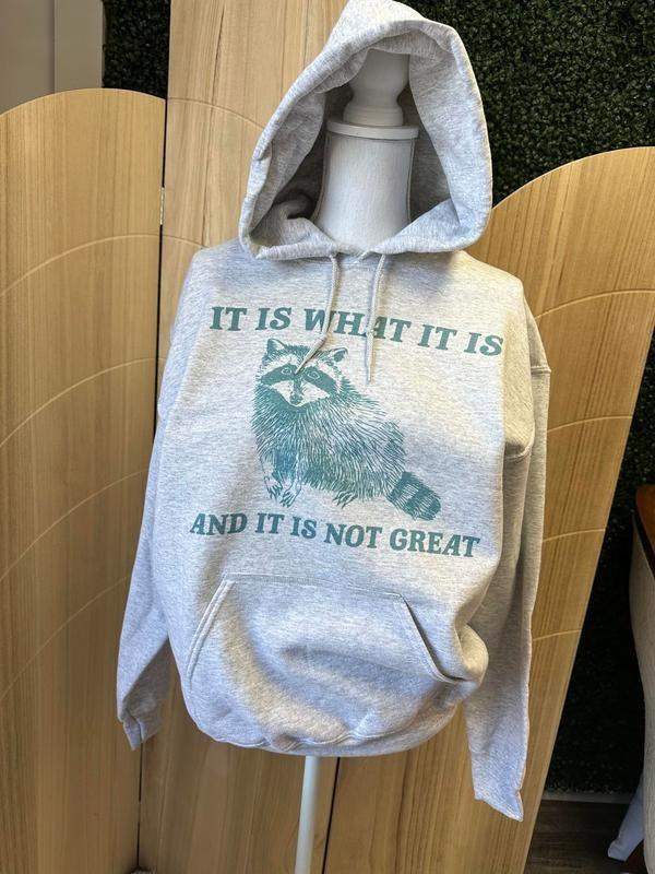 It Is What It Is And It Is Not Great - HOODIE VERSION - Trash Panda Sweatshirt T-Shirts | RetroVerseTees.com