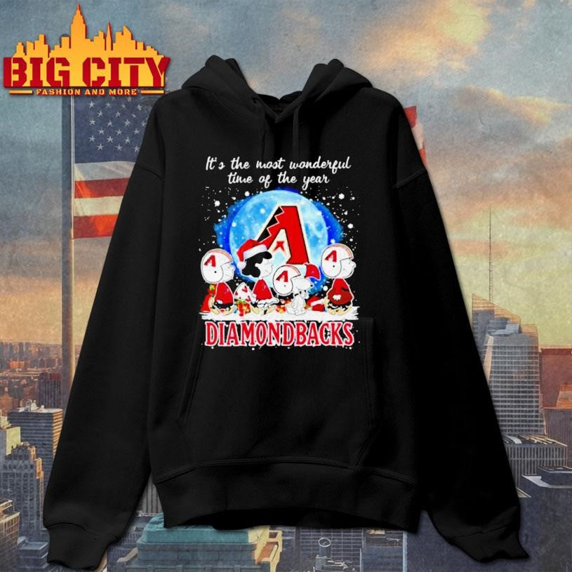 It’s The Most Wonderful Time Of The Years Peanuts Characters X Arizona Diamondbacks Merry Christmas Shirt