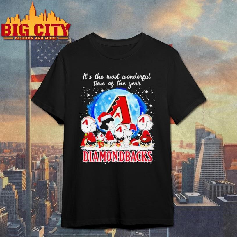 It’s The Most Wonderful Time Of The Years Peanuts Characters X Arizona Diamondbacks Merry Christmas Shirt