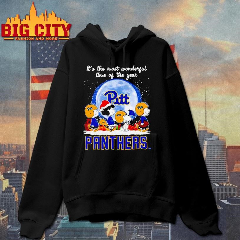 It’s The Most Wonderful Time Of The Years Peanuts Characters X Pittsburgh Panthers Merry Christmas Shirt