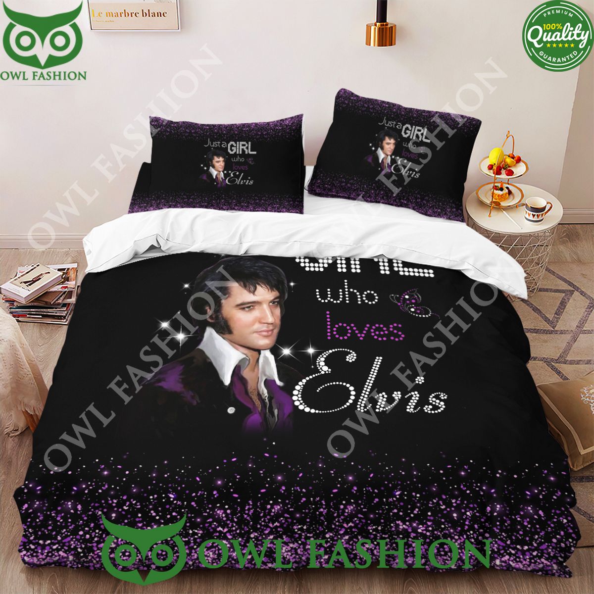 Elvis Presley Just A Girl Who Loves Night Stars Bedding set