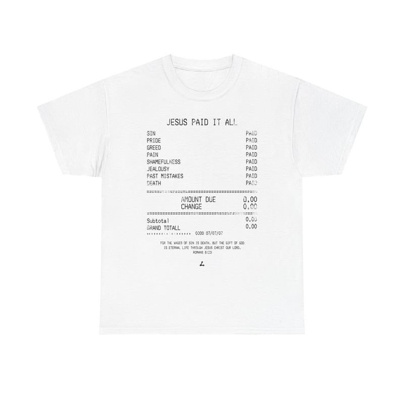 JESUS PAID IT ALL TEE - DISTRESSED LETTERING  Cotton Shirt Classic Classic Hoodie, Sweatshirt | RetroVerseTees.com