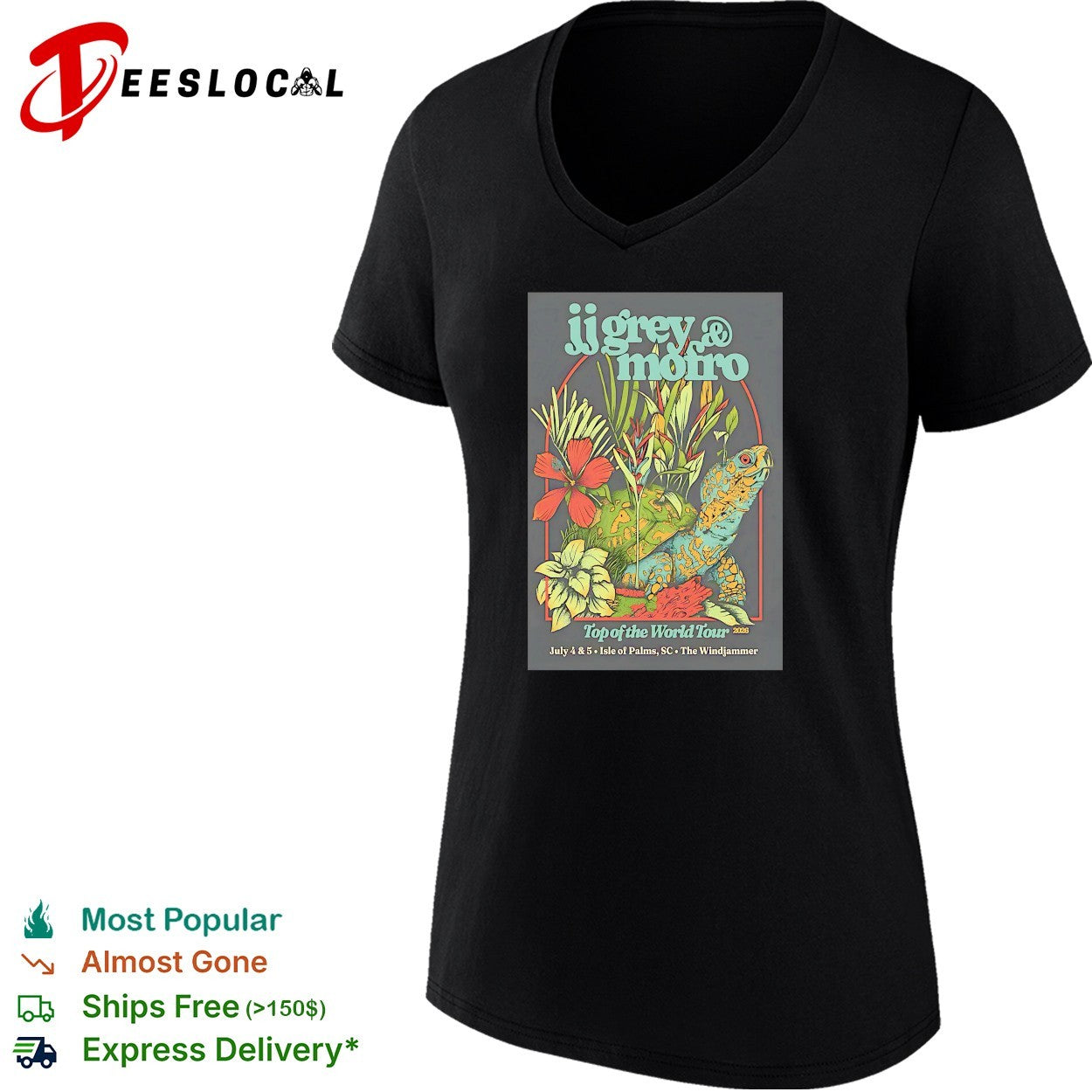 JJ Grey and Mofro Top of the World Tour 2026 Isle of Palms SC turtle shirt