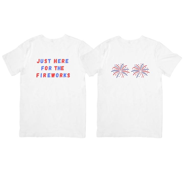 JUST HERE FOR THE FIREWORKS COUPLE T Shirt, Unisex Cotton Hoodie, Sweatshirt | RetroVerseTees.com