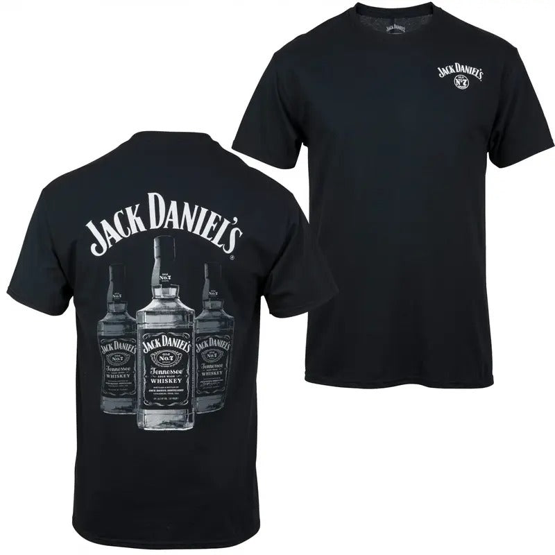 Jack D Triple Whisky Bottles Front and Back Print T-Shirt Hoodie, Sweatshirt | RetroVerseTees.com