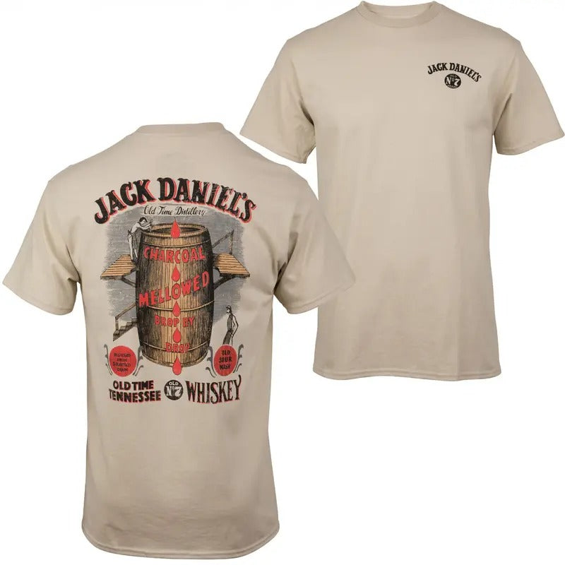 Jack D Whisky Barrel Front and Back Print T-Shirt Hoodie, Sweatshirt | RetroVerseTees.com