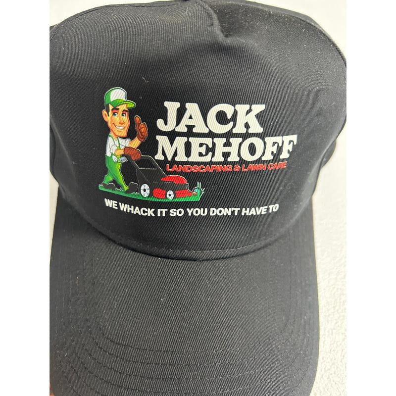 Jack Mehoff Landscaping & Lawn Care Trucker Hat - Unisex Black Cap with Logo Design "We Whack It So You Don't Have To"...