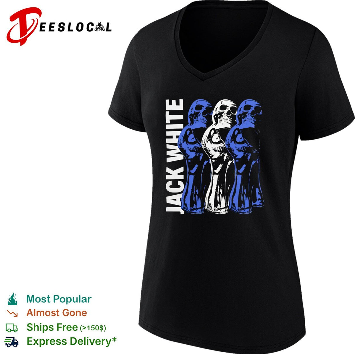 Jack White Skull Triple Portrait Rock Music shirt