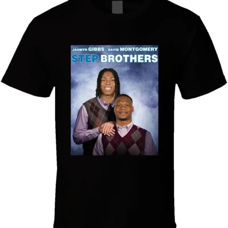 Jahmyr Gibbs David Montgomery Step Brothers Parody Funny Football Fan T Shirt Hoodie, Sweatshirt | RetroVerseTees.com