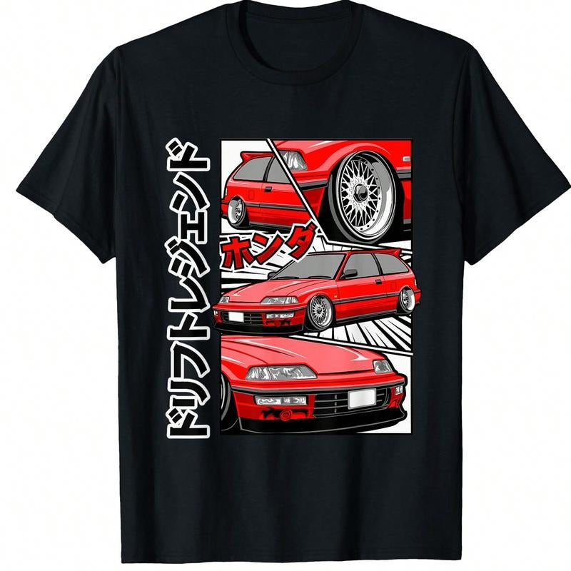Japanese Old-School JDM Tuning Car T-Shirt Mens Vintage Black T-SHIRT Unisex FOG Breathable Comfortable Short-Sleeved...