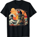 Japanese Retro Samurai Cat The Great Wave By Hokusai TShirt Hoodie, Sweatshirt | RetroVerseTees.com