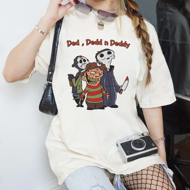 Jason Voorhees Michael Myers Freddy Krueger Ded Dedd N Deddy Shirt Scary movie Shirt Spooky Season Shirt Halloween Shirt...