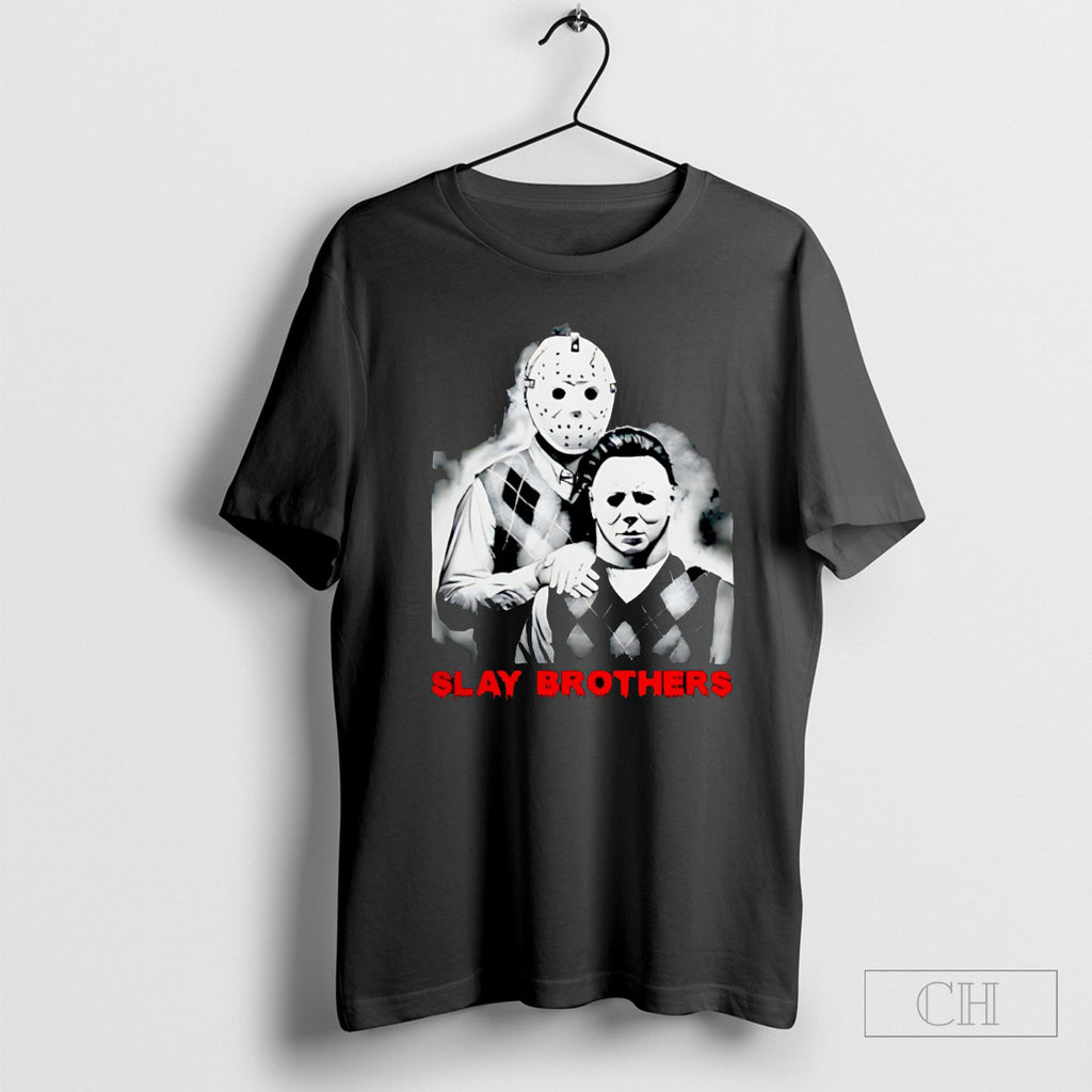 Jason Voorhees And Michael Myers Slay Brothers Halloween 2025 Tee Shirt