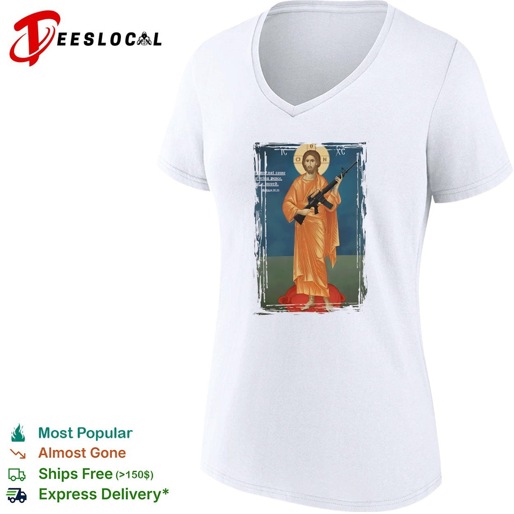 Jesus Christ I have not come to bring peace but a sword Matthew 10 34 rifle shirt