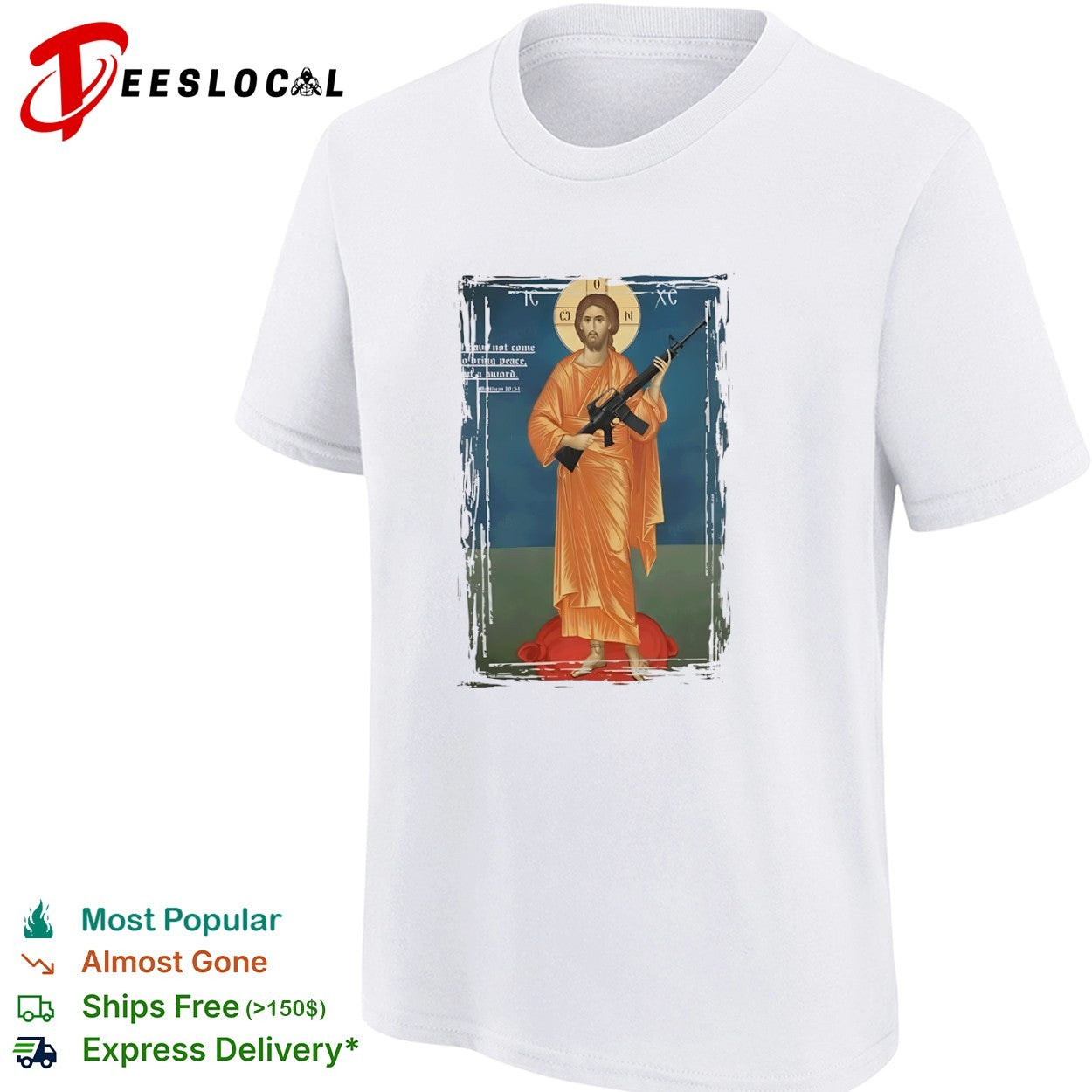 Jesus Christ I have not come to bring peace but a sword Matthew 10 34 rifle shirt