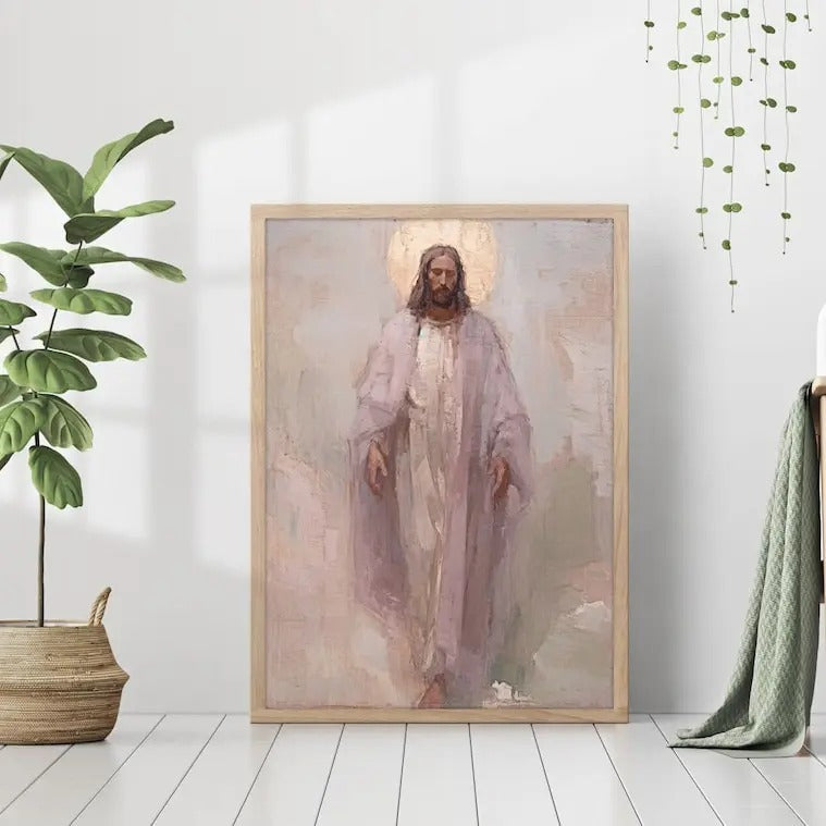 Jesus Christ Portrait Holy Painting Poster God Peace Print Wall Art Gift Trendy Living Room Home Decor Framed Canvas...