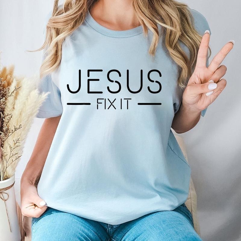 Jesus Fix It Tee Pure Cotton Casual Street Style Crew Neck Short Sleeve T-Shirt Tops Trendy For Women For Men Hoodie,...