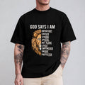 Jesus God Says I Am Lion Christian Shirt Casual Style Crew Neck Short Sleeve T-Shirt Tops Trendy for Unisex, Perfect Gift...