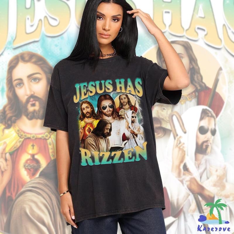 Jesus Has Rizzen Shirt,He Is Rizzin' Shirt, Funny Easter Tshirt, Retro Christian Religious Tee Hoodie, Sweatshirt