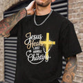 Jesus Heals Swoosh Just Handle TNF Charting T-Shirt Pure Cotton Fabric Casual Streetstyle Crew Neck Short Sleeve T-Shirt...