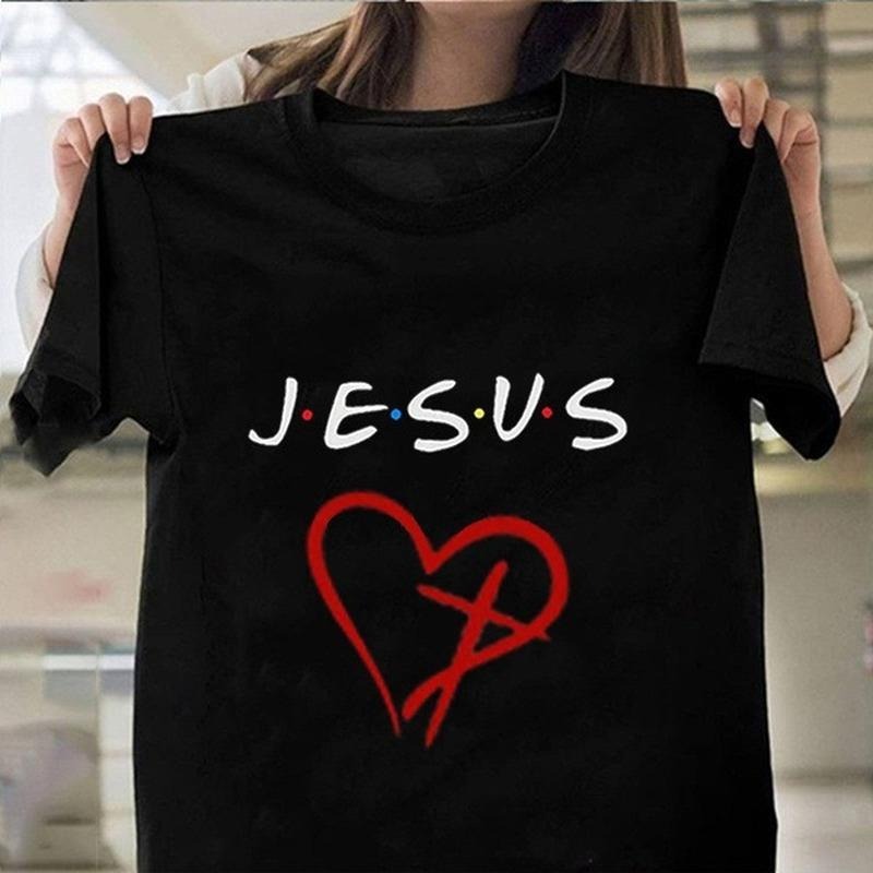 Jesus Heart Print Women Lightsaber brand Shirt Short Sleeve WB shield Neck Loose Women Tshirt Ladies Tee Shirt Tops TNF...