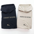 Jesus Is King Hoodie, Custom Embroidered Sweatshirt, Cross On The Sleeve, Couples Gift, Birthday Gift, Gift For Him, Gift...