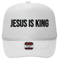 Jesus Is King Simple Embroidered Christian Minimalist Trucker Hat - 100% Polyester Foam Front, Breathable Mesh Back,...