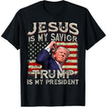 Jesus Is My Savior Trump Is My President American Flag T-Shirt made in usa Hoodie, Sweatshirt | RetroVerseTees.com