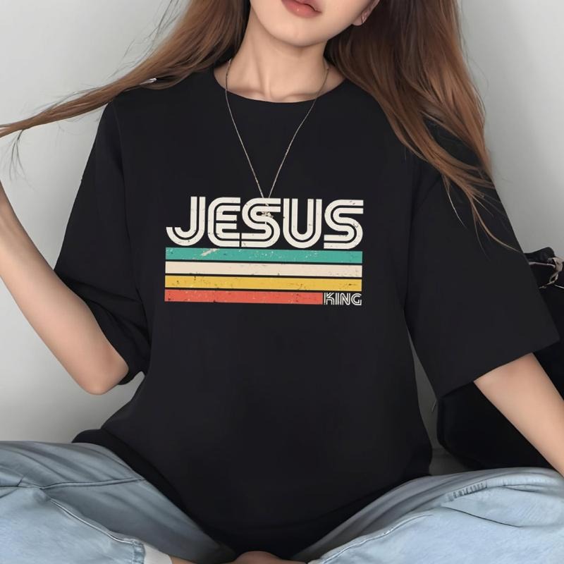 Jesus King T-Shirt Casual Style Crew Neck Short Sleeve T-Shirt Tops Trendy for Unisex Hoodie, Sweatshirt | RetroVerseTees.com