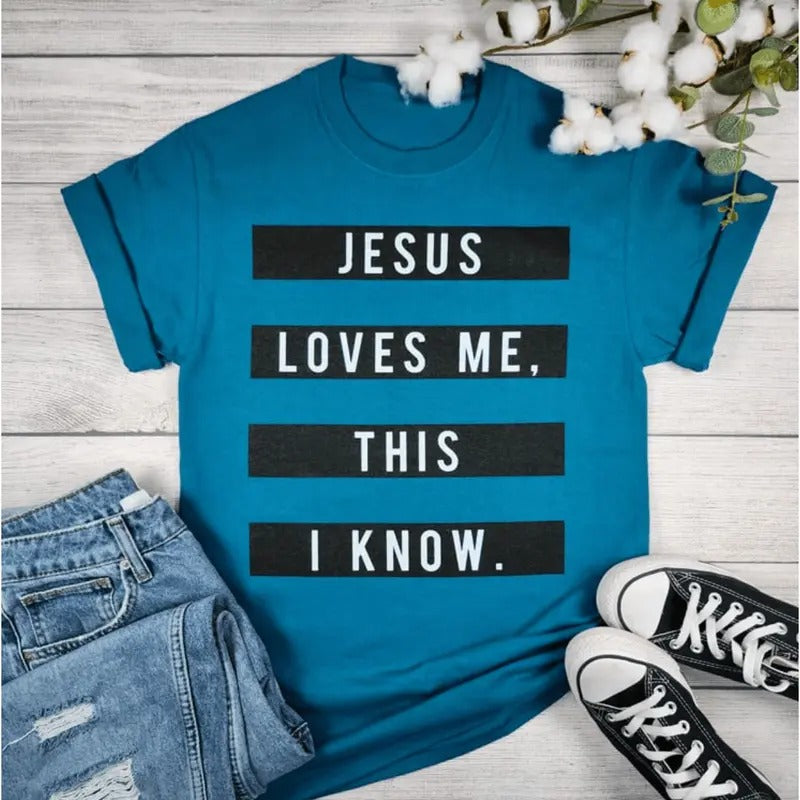 Jesus Loves Me This I Know Graphic Tee Hoodie, Sweatshirt | RetroVerseTees.com