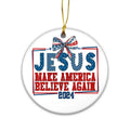 Jesus Make America Believe Again 2024 Patriotic Santa Holiday Ornament, Trump Supporter, Holiday Spirit With A Patriotic...