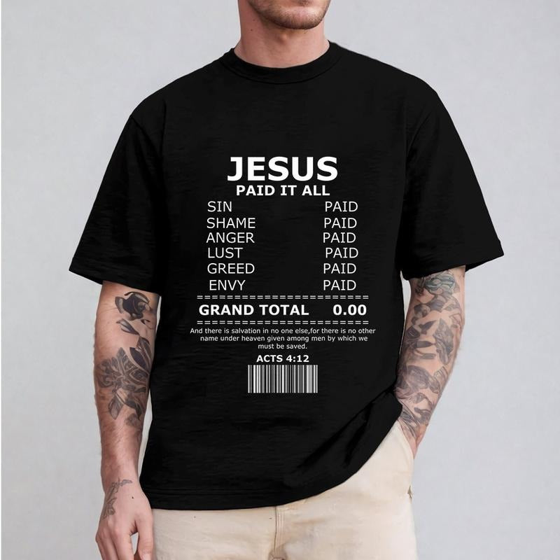 Jesus Paid Mouthless cat Spiky hair fighters Salvation Christian Funny Tee Pure Cotton Fabric Casual Streetstyle Crew...