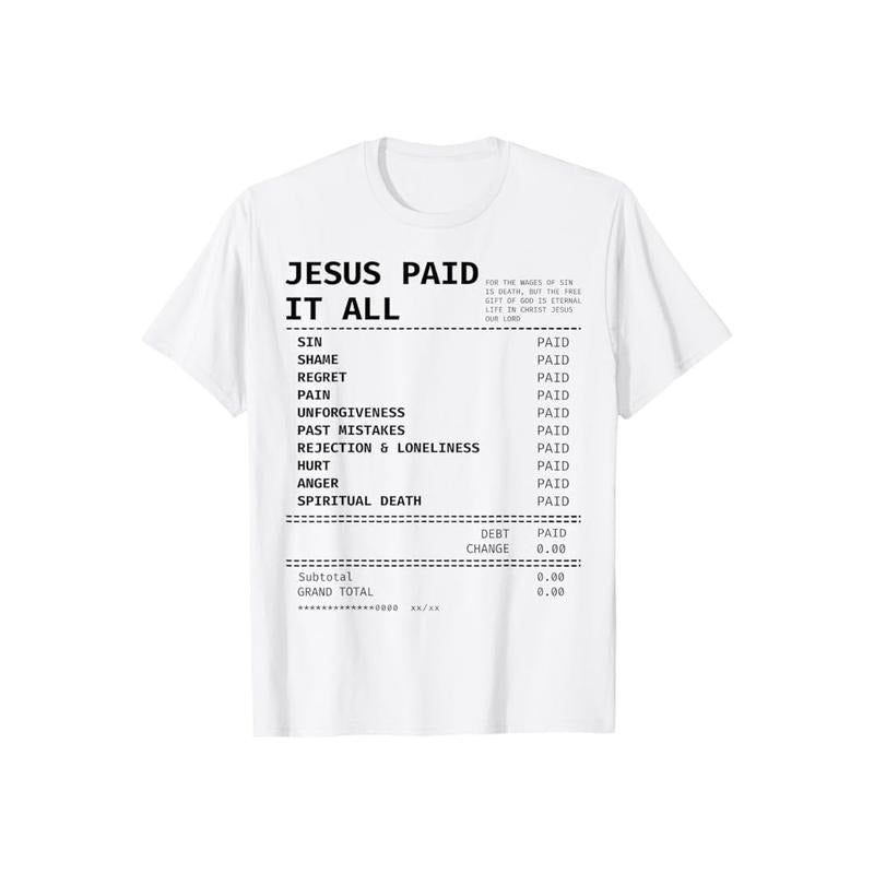 Jesus Paid TNF Price Tshirt Pure Cotton Fabric Casual Streetstyle Crew Neck Short Sleeve T-Shirt Trendy Tops for Women...