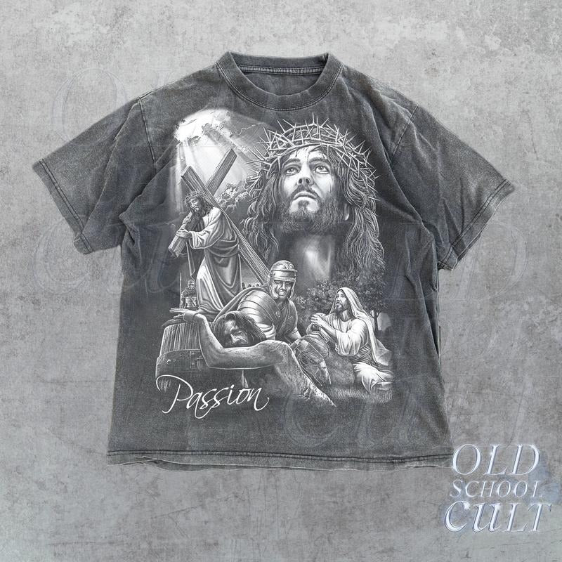 Jesus Passion Vintage 90s Shirt, Jesus Shirt, Easter Shirt, Christian Easter Shirt, Retro Halftone Graphic Shirt, Rizzen,...