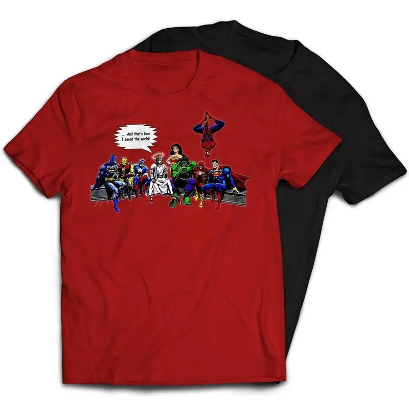 Jesus Superheroes And That's How I Saved The World T-Shirt Hoodie, Sweatshirt | RetroVerseTees.com