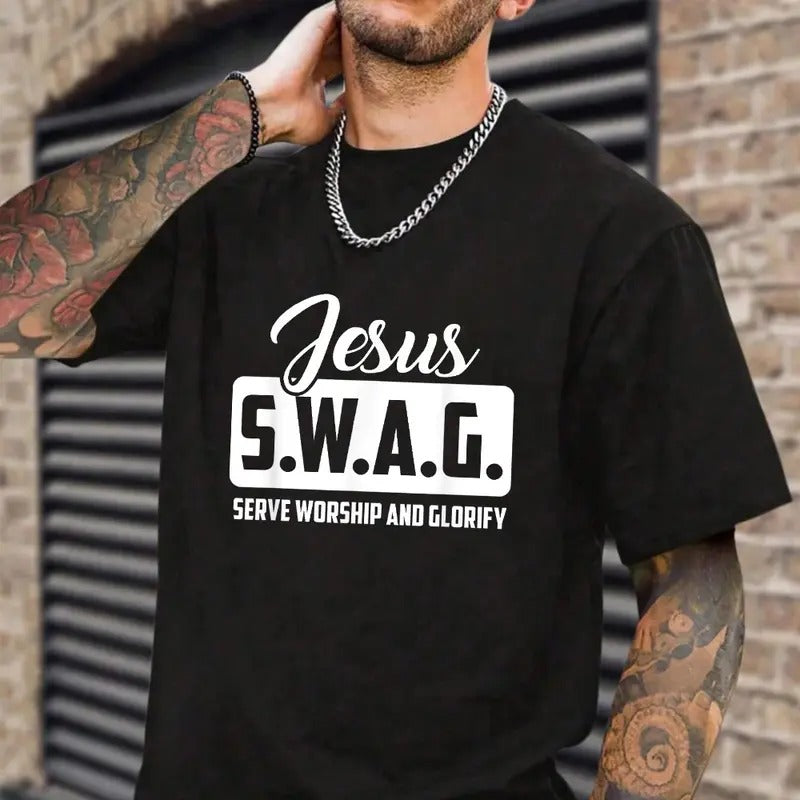 Jesus Swag Serve Worship Gunpla brand Glorify Tee Pure Cotton Fabric Casual Streetstyle Crew Neck Short Sleeve T-Shirt...