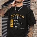 Jesus The Way Truth Life Christian T-Shirt Casual Style Crew Neck Short Sleeve T-Shirt Tops Trendy for Unisex, Perfect...