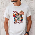 Jesus Turns Broken Straw hat pirates Into Straw hat pirates Tee Pure Cotton Fabric Casual Streetstyle Crew Neck Short...