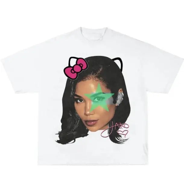Jhene Kitty Rap Tee Cotton Womenswear Casual Crewneck Top Hoodie, Sweatshirt | RetroVerseTees.com
