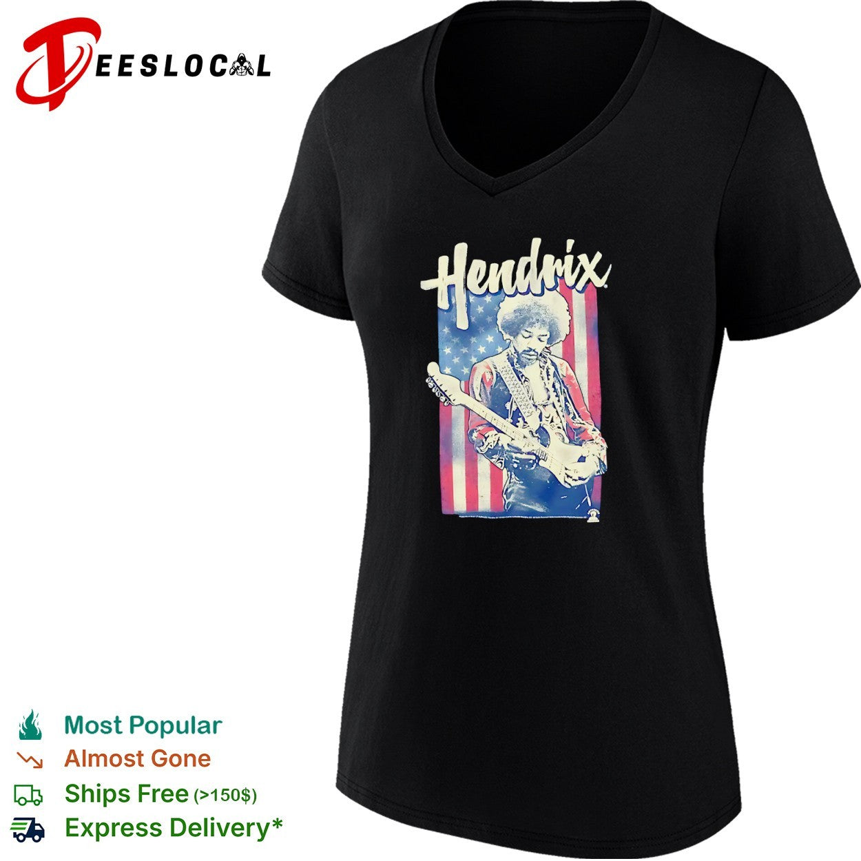 Jimi Hendrix guitar flag shirt