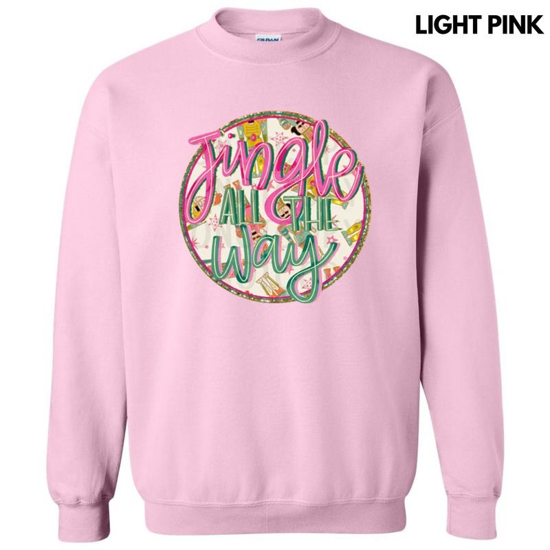 Jingle All The Way Faux Glitter Sweatshirt T-Shirts, Hoodie | RetroVerseTees.com