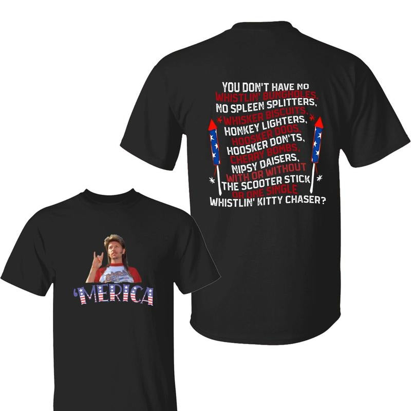 Joe Dirt 4th of July Merica Shirt, Trendy Cotton Apparel, Funny 2-Sided Merica Tee, Full-Color Casual Menswear Top,...