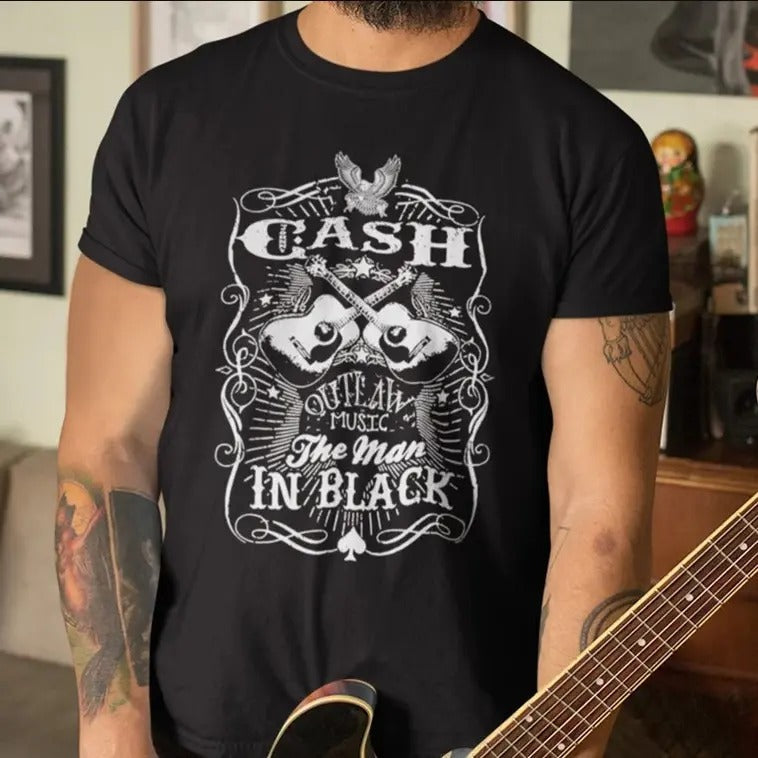 Johnny Cash T-Shirt, The Man in Black Shirt Hoodie, Sweatshirt | RetroVerseTees.com