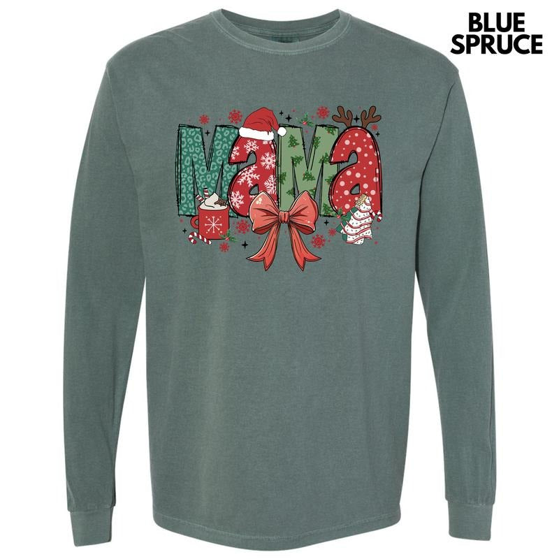 Jolly Season Mama Long Sleeve Comfort Colors T-Shirt 'NLB' Hoodie, Sweatshirt | RetroVerseTees.com