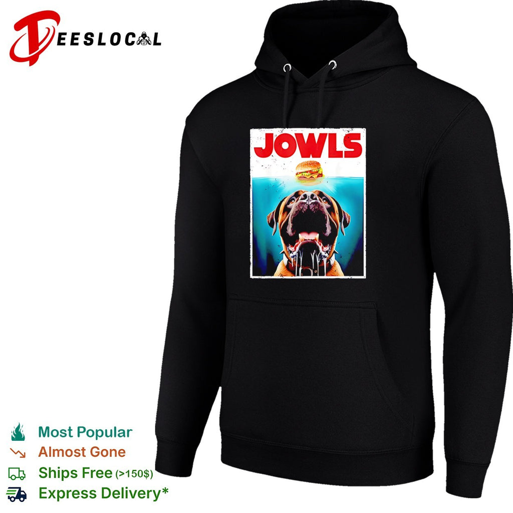 Jowls Dog Eating Burger Parody jaws shirt
