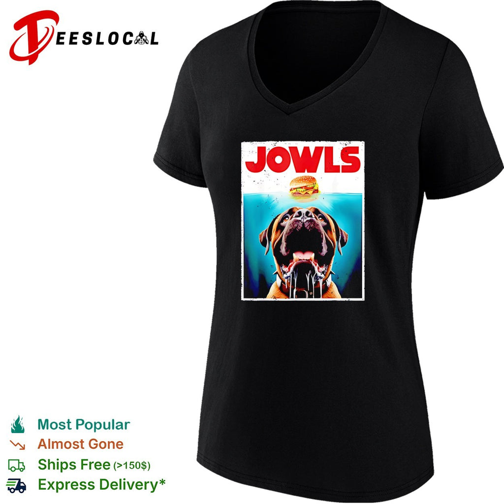 Jowls Dog Eating Burger Parody jaws shirt