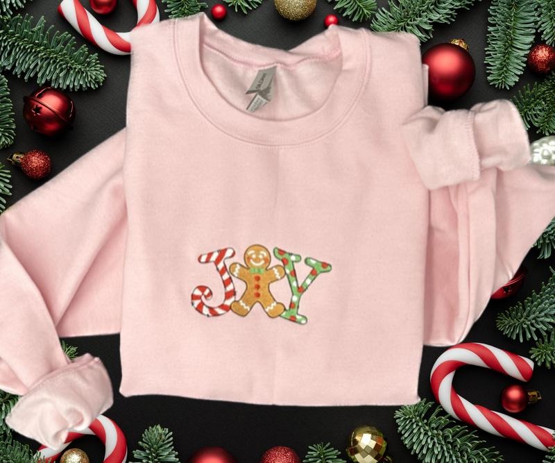 Joy embroidered Crewneck Sweatshirt Comfortable T-Shirts, Hoodie | RetroVerseTees.com