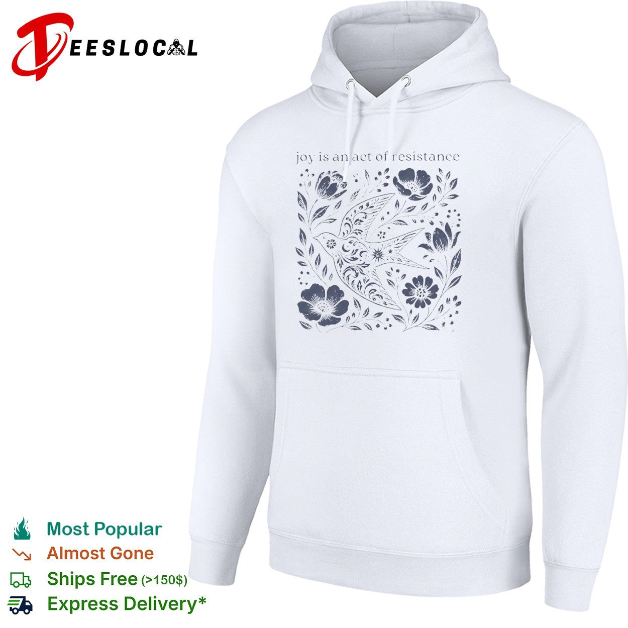Joy is an act of resistance bird floral folk art aesthetic botanical nature shirt