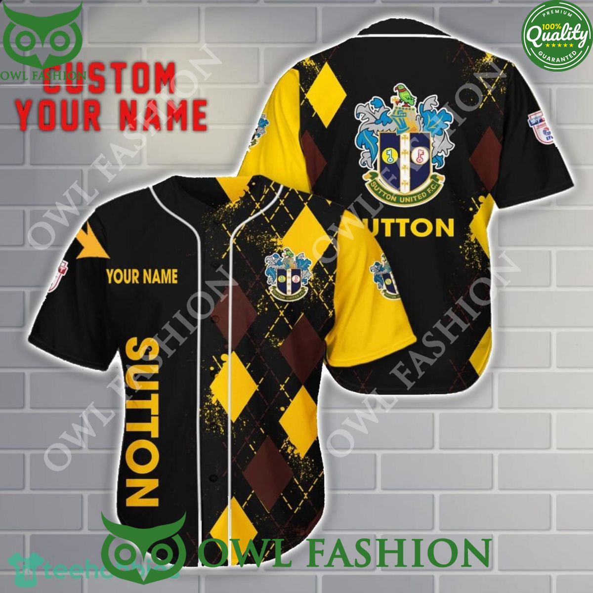 Sutton United National League Personalized 3D Baseball Jersey Shirt