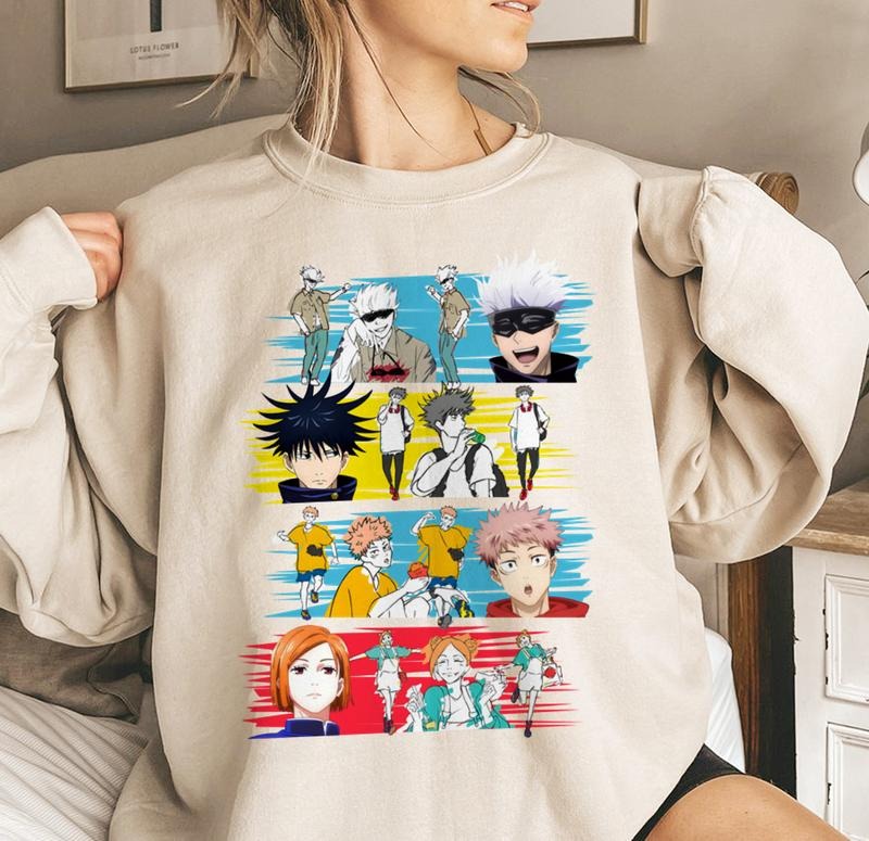 Jujutsu Kaisen Crewneck Sweatshirt, Yuji, Gojo, Megumi, Nanami Anime lover gift, Anime merch, Anime Lover Sweatshirt...